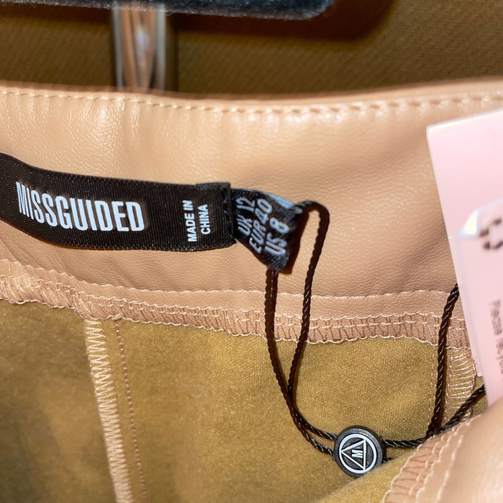 Missguided split front high waisted faux leather trousers